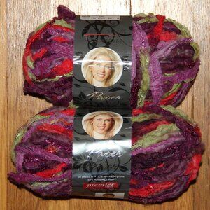 2 Skeins Deborah Norville Fashion Paper Flowers Yarn Poppies Super Bulky